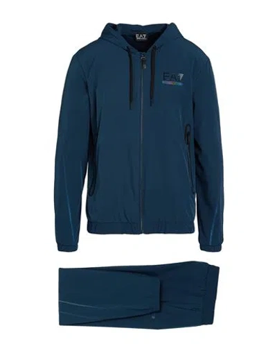 Ea7 Man Tracksuit Deep Teal Size Xl Polyester, Elastane In Blue