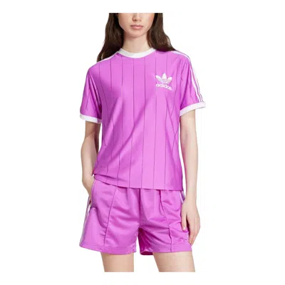 Adidas Originals (wmns) Adidas Adicolor 3-stripes Pinstripe T-shirt 'purple'
