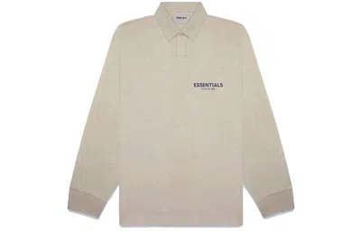 Essentials Fear Of God  Fw20 Long Sleeve Polo Shirt 'olive' In Gray