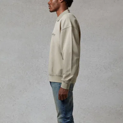 Essentials Fear Of God  Fw20 Long Sleeve Polo Shirt 'olive' In Gray