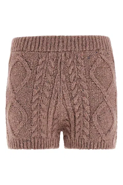 Twinset Tricot Shorts In Neutral