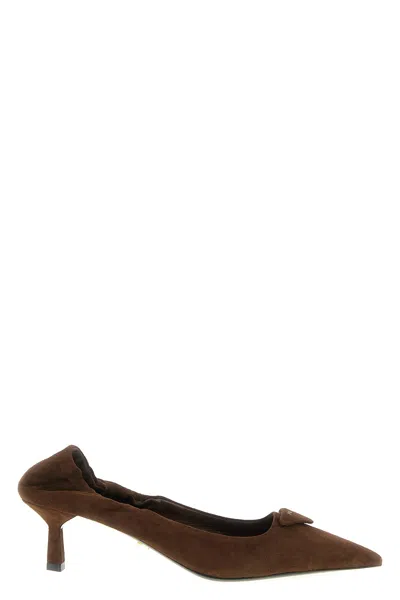 Prada Pointed High Heels In Brown
