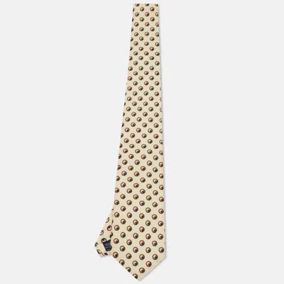 Pre-owned Lanvin Vintage Cream Printed Silk Tie In White