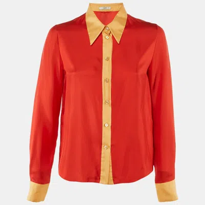 Pre-owned Prada Red Silk Full Sleeves Shirt M