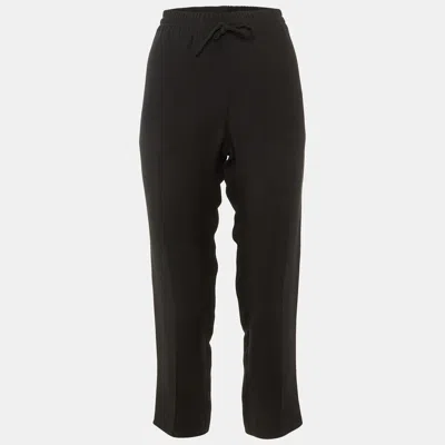 Pre-owned Valentino Black Silk Drawstring Trousers S