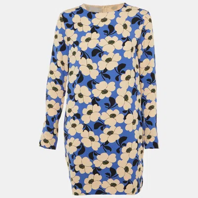 Pre-owned Sportmax Code Blue Floral Print Crepe Mini Dress L