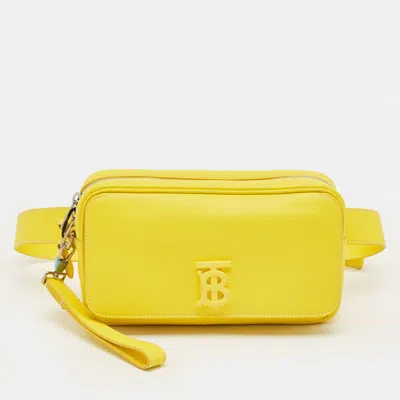 Pre-owned Burberry Yellow Leather Tb Belt Bag