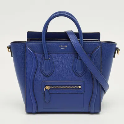 Pre-owned Celine Blue Leather Nano Luggage Tote
