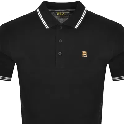 Fila Vintage Fila Soren 2 Tipped Polo Black In Black