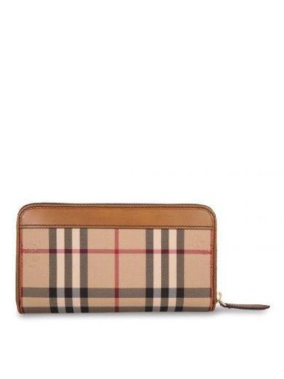 Shop Burberry Horseferry Zip Around Wallet In Tan