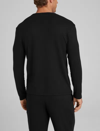 Tommy John Long Sleeve Lounge Shirt In Black