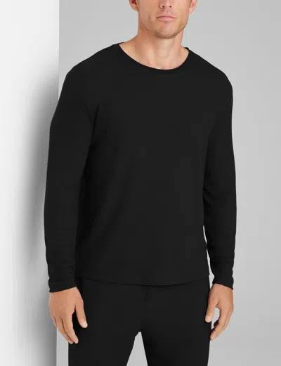 Tommy John Long Sleeve Lounge Shirt In Black