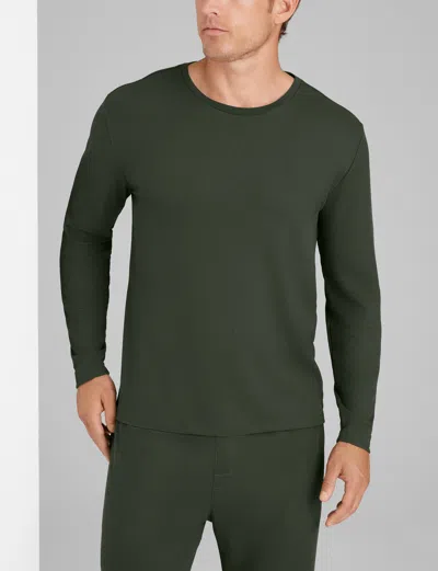 Tommy John Men's Waffle Long Sleeve Crew Neck In Green