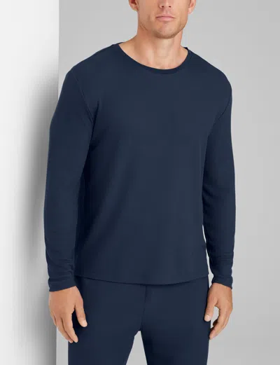 Tommy John Men's Waffle Long Sleeve Crew Neck In Blue