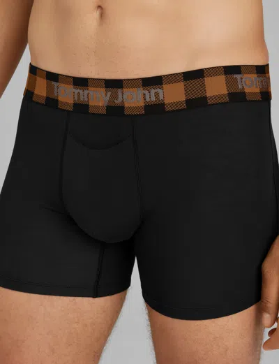 Tommy John Men's Second Skin Trunk 4" Boxer Brief In Black