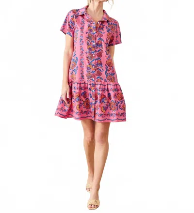 Printfresh Folklore Flowers Mini Dress In Bright Rose In Multi