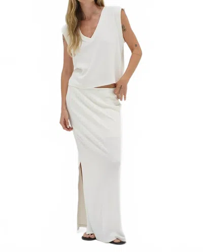 Lna Steph Ribbed Skirt In Whisper White In Animal Print