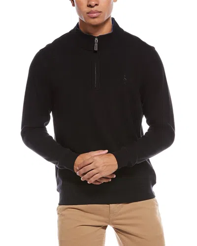 Tailorbyrd Cozy Knit 1/4-zip Mock Sweater In Black