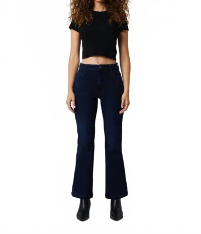 Edyson Grant High Rise Trouser Flare Jeans In Dark Moore In Multi