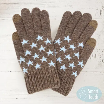 Fashnzfab Knit Star Smart Gloves In Brown