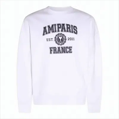 Ami Alexandre Mattiussi Long-sleeve Sweatshirt With Collegiate-style Emblem In Animal Print