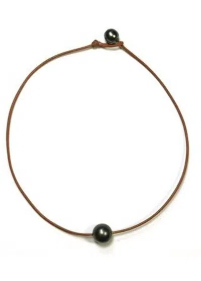 Wendy Mignot Women's Single Tahitian Necklace In Silver/ Brown In Brown