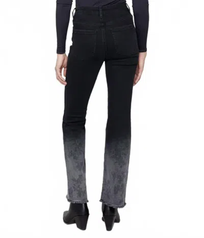 Charlie B Flared Jeans With Floral Washed Hem In Charcoal In Black