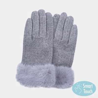 Fashnzfab Fuzzy Fux Fur Collar Smart Touch Gloves In Purple