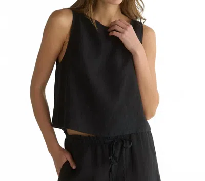 Bella Dahl Sleeveless Boat Neck Split Back Top In Black In Black