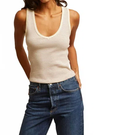 Perfectwhitetee Maria V-neck Stripe Blondie Tank In Navy Stripe In Neutral