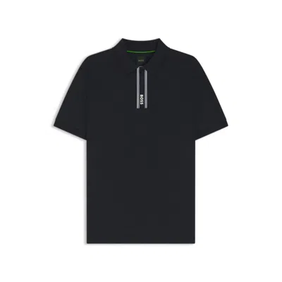 Hugo Boss Paddy Polo Shirt With Logo Placket In Black
