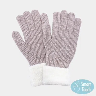 Fashnzfab Cuffed Knit Smart Touch Gloves In Gray