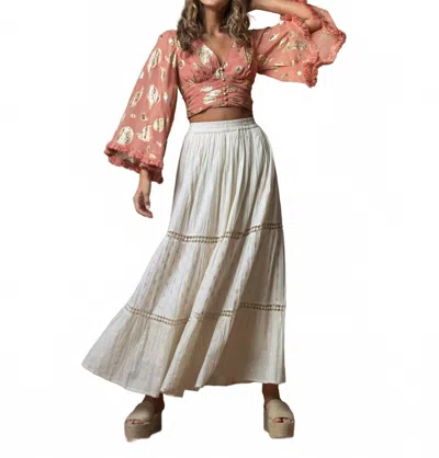 Z & L Amber Sky Maxi Skirt In Natural/gold In White