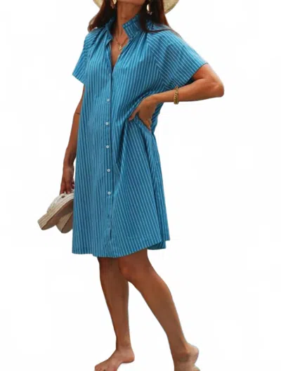 Ex-voto Sarah Mini Dress In Teal Stripe In Multi