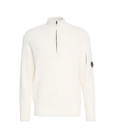 C.p. Company Half-zip Sweater With Ribbed Details And Logo Pocket In Multi