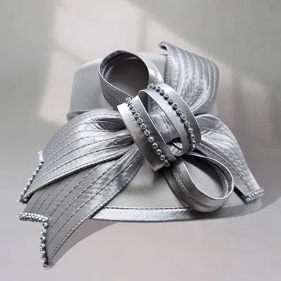Fashnzfab Rhinestone Bow Accent Elegant Dressy Hat In Gray