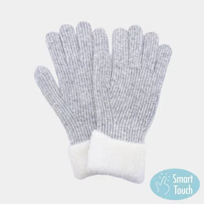 Fashnzfab Cuffed Knit Smart Touch Gloves In Gray