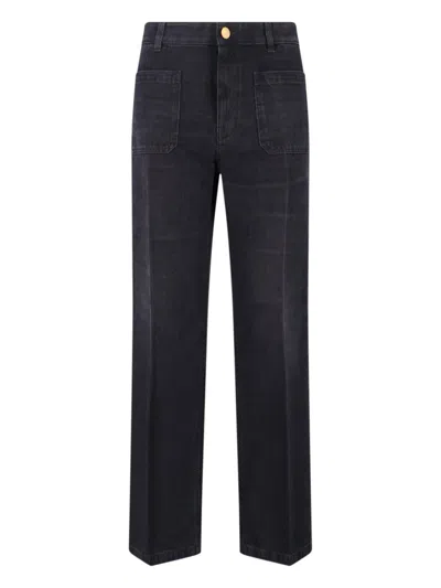 Seafarer Straight Cut Black Jeans With Five-pocket Design In Black