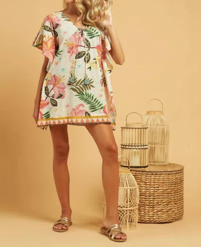 Z & L Tropicana Cover Up Dress In White Floral In White