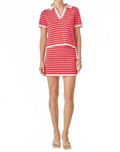 English Factory Lila Scallop Knit Skirt In Red In Multi