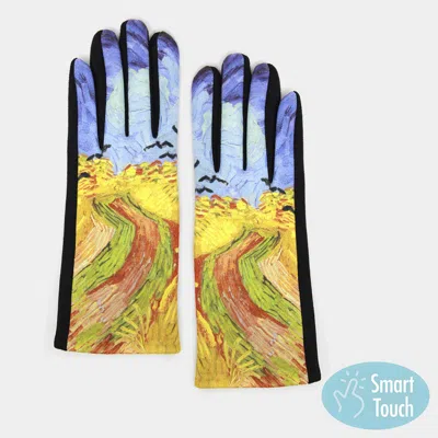 Fashnzfab Wheatfield With Crows Vincent Van Gogh Smart Touch Gloves In Multi