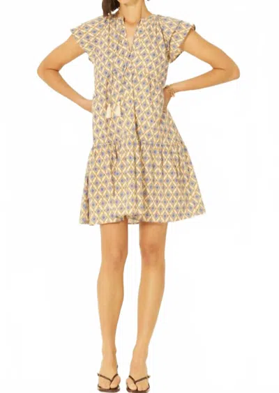 Bila77 Flutter Sleeve Mini Dress In Summer Medallion In Brown