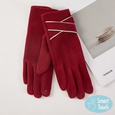 Fashnzfab Two Tone Crisscross Accent Smart Touch Gloves In Brown