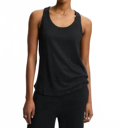 Majestic Essential Stretch Linen Tank Top In Noir In Black