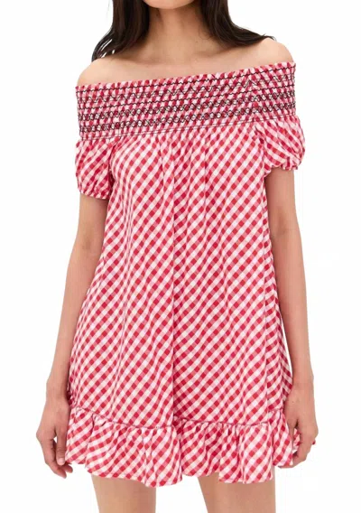 Frankies Bikinis Ruby Poplin Minidress Cherry Picnic In Red