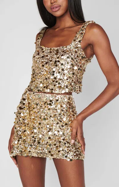 Show Me Your Mumu Mixer Metallic Sequins Mini Skirt In Gold In Multi
