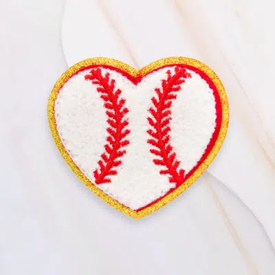 Fashnzfab Heart Shaped Baseball Iron On Patch In Multi