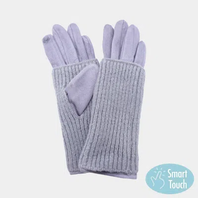 Fashnzfab Ribbed Knit Smart Touch Gloves In Gray