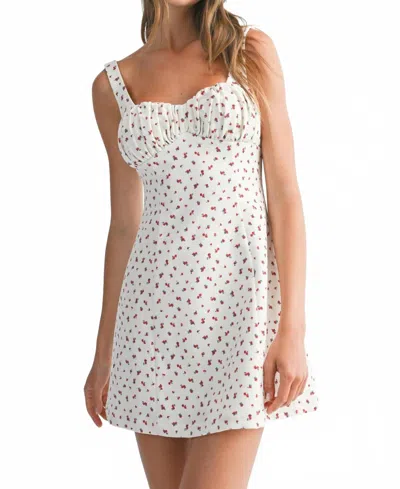 Mable Ditsy Floral Mini Dress In Roses & Cream In White