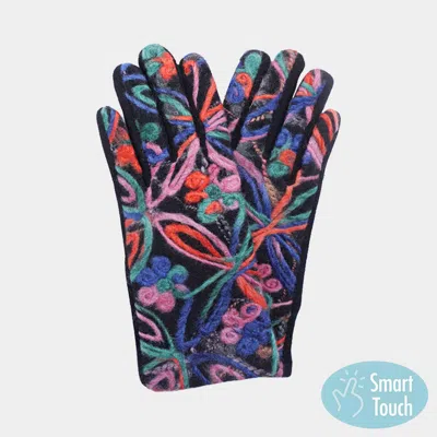 Fashnzfab Flower Yarn Embroidered Smart Touch Gloves In Multi